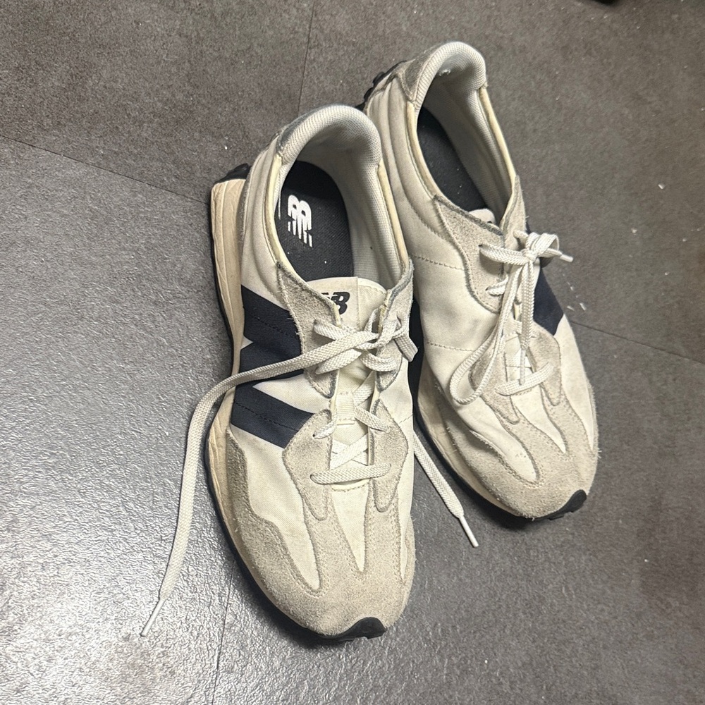 New Balance Beige and Dark Blue Sneakers
